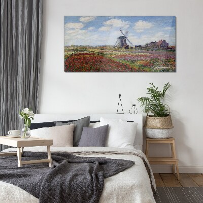 Landscape with a windmill Glass art print