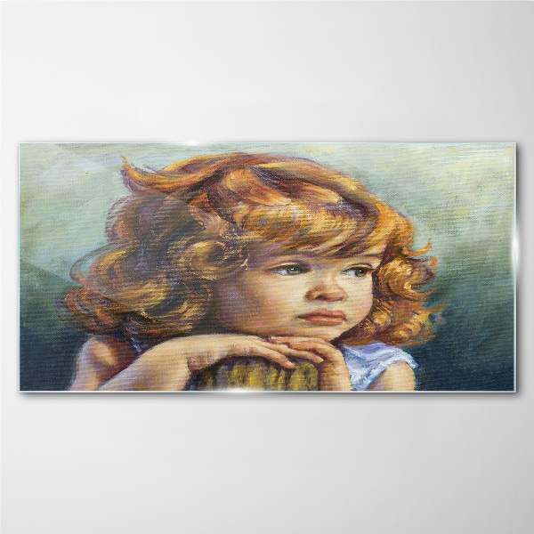 A thoughtful girl with red hair Wall art on glass