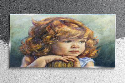 A thoughtful girl with red hair Wall art on glass