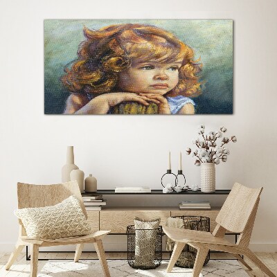 A thoughtful girl with red hair Wall art on glass
