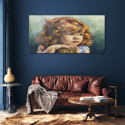A thoughtful girl with red hair Wall art on glass