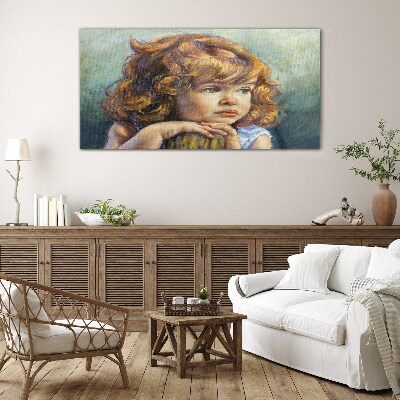 A thoughtful girl with red hair Wall art on glass