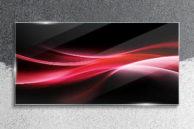 Dynamic waves of red and black Wall art on glass