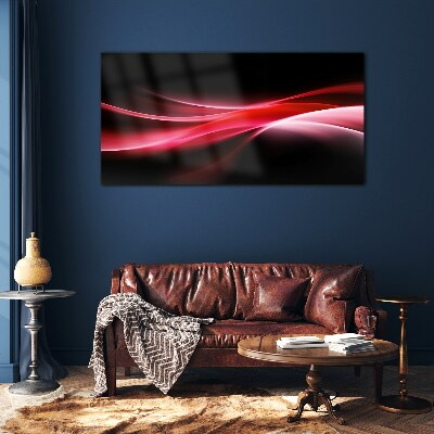 Dynamic waves of red and black Wall art on glass