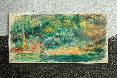 Green landscape in summer light Glass art print