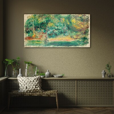 Green landscape in summer light Glass art print
