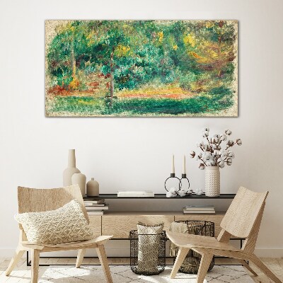 Green landscape in summer light Glass art print
