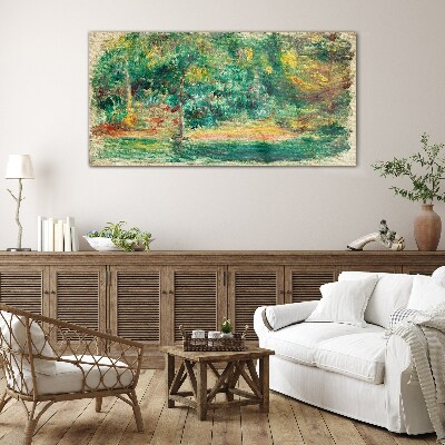 Green landscape in summer light Glass art print