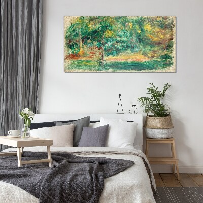 Green landscape in summer light Glass art print
