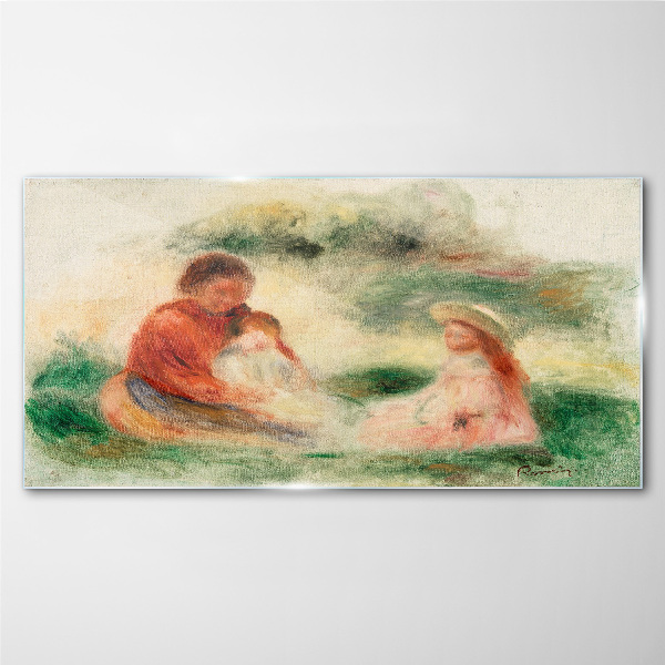 Family in pastel colors Wall art on glass
