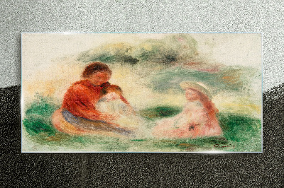 Family in pastel colors Wall art on glass