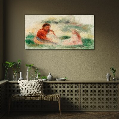 Family in pastel colors Wall art on glass