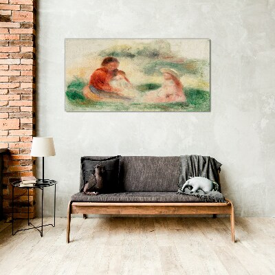 Family in pastel colors Wall art on glass