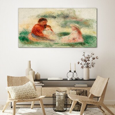Family in pastel colors Wall art on glass