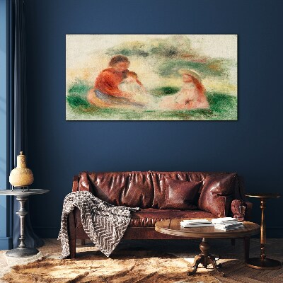 Family in pastel colors Wall art on glass