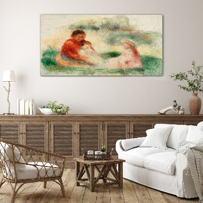 Family in pastel colors Wall art on glass