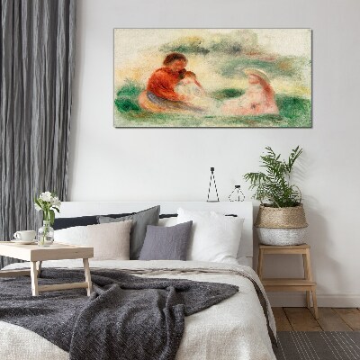 Family in pastel colors Wall art on glass