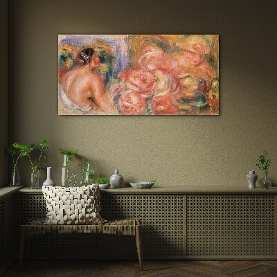 Flowers and a woman Glass art print