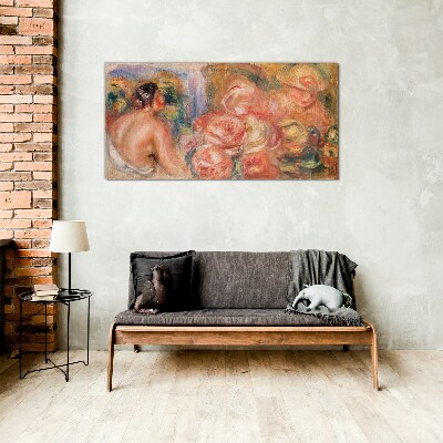 Flowers and a woman Glass art print
