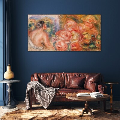Flowers and a woman Glass art print