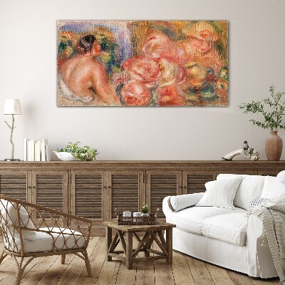 Flowers and a woman Glass art print