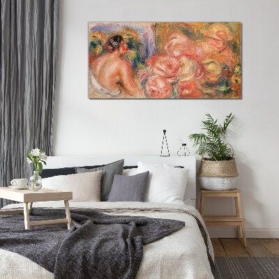 Flowers and a woman Glass art print