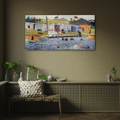 A summer day at the lake Wall art on glass