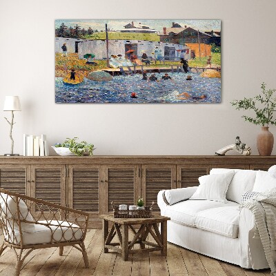 A summer day at the lake Wall art on glass