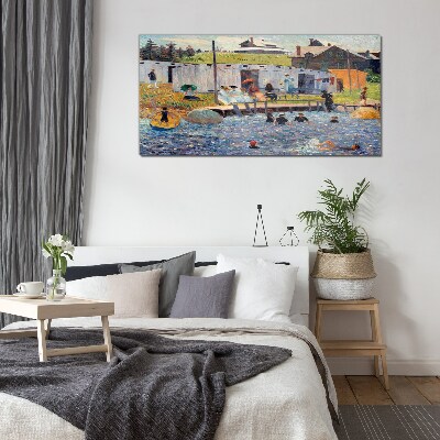 A summer day at the lake Wall art on glass