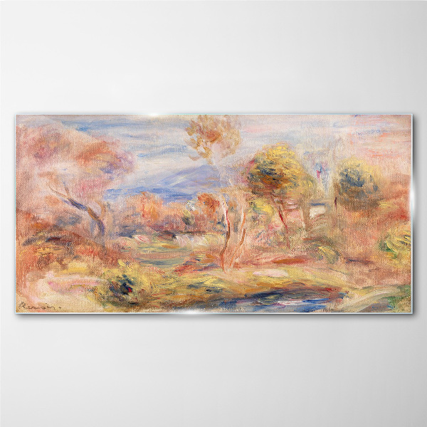 Landscape in pastel shades Glass art print