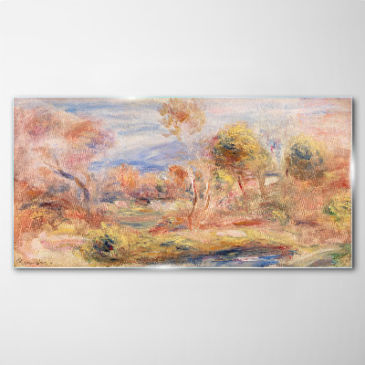 Landscape in pastel shades Glass art print