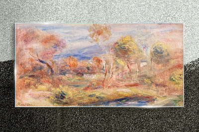 Landscape in pastel shades Glass art print
