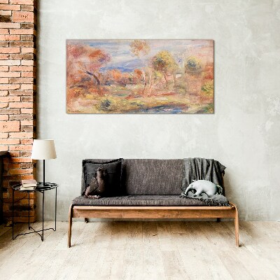 Landscape in pastel shades Glass art print