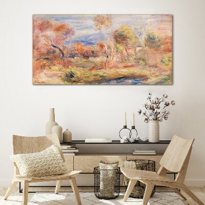 Landscape in pastel shades Glass art print