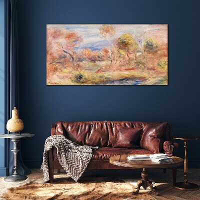 Landscape in pastel shades Glass art print