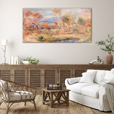 Landscape in pastel shades Glass art print
