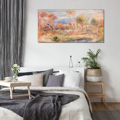 Landscape in pastel shades Glass art print