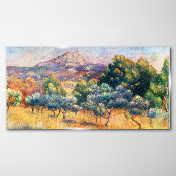 Colorful mountain landscape Glass art print