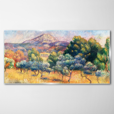 Colorful mountain landscape Glass art print