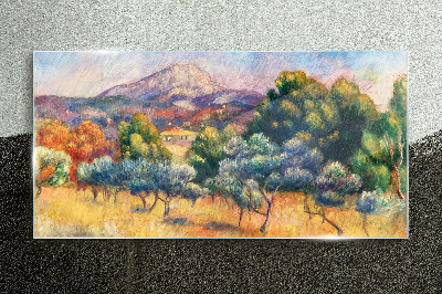 Colorful mountain landscape Glass art print