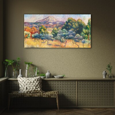 Colorful mountain landscape Glass art print