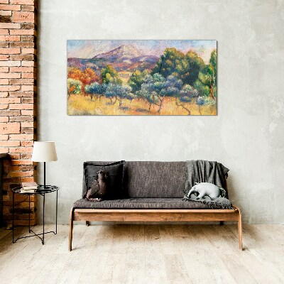 Colorful mountain landscape Glass art print