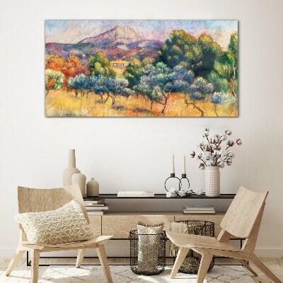 Colorful mountain landscape Glass art print