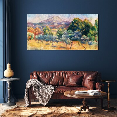 Colorful mountain landscape Glass art print