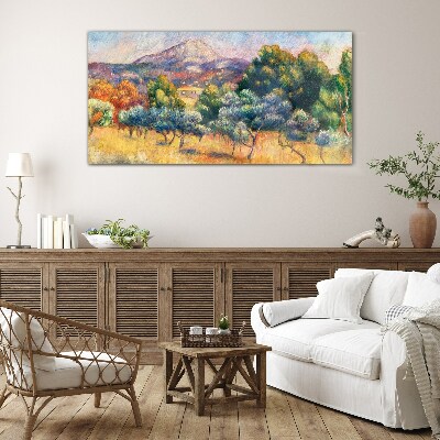 Colorful mountain landscape Glass art print