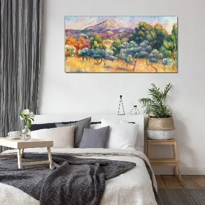 Colorful mountain landscape Glass art print