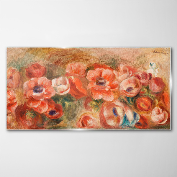 Floral landscape in shades of pink Wall art on glass
