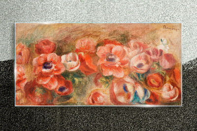 Floral landscape in shades of pink Wall art on glass