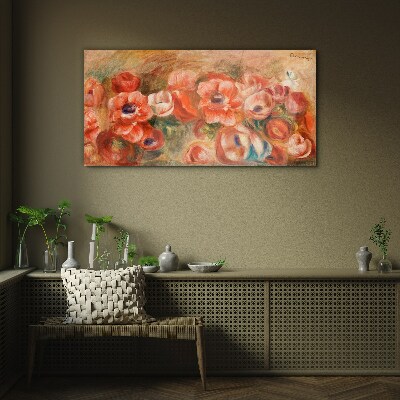 Floral landscape in shades of pink Wall art on glass