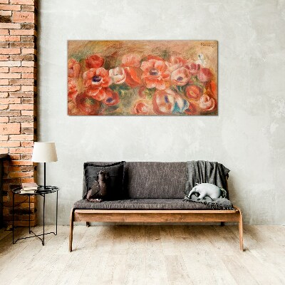 Floral landscape in shades of pink Wall art on glass